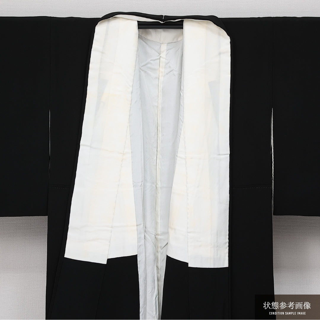 黒留袖 袷 身丈154cm 裄丈60cm 正絹 Sランク 五つ紋 (向い蝶) フォーマル 広衿 Sサイズ たたき染め 京友禅の巨匠 松井青々 刺繍 蘇州刺繍 石庭 黒系 M4 1213-06883