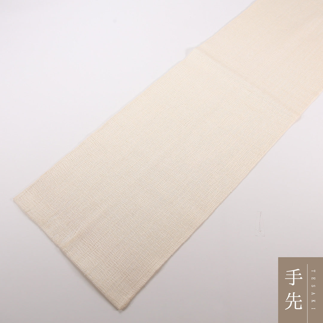 夏物 袋帯 帯丈452cm 正絹 ポイント柄 インフォーマル もじり織 桔梗 ベージュ系 1243-02503