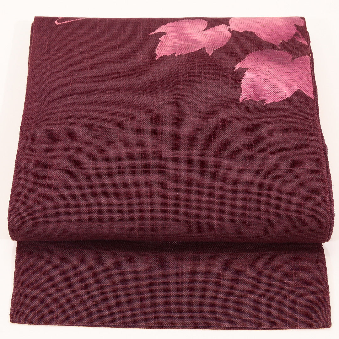 八寸名古屋帯 帯丈345cm 正絹 ポイント柄 名古屋仕立て 織り カジュアル 紬 鉄線 04423 紬 04423 鉄線 紫系 RP 1245-04423