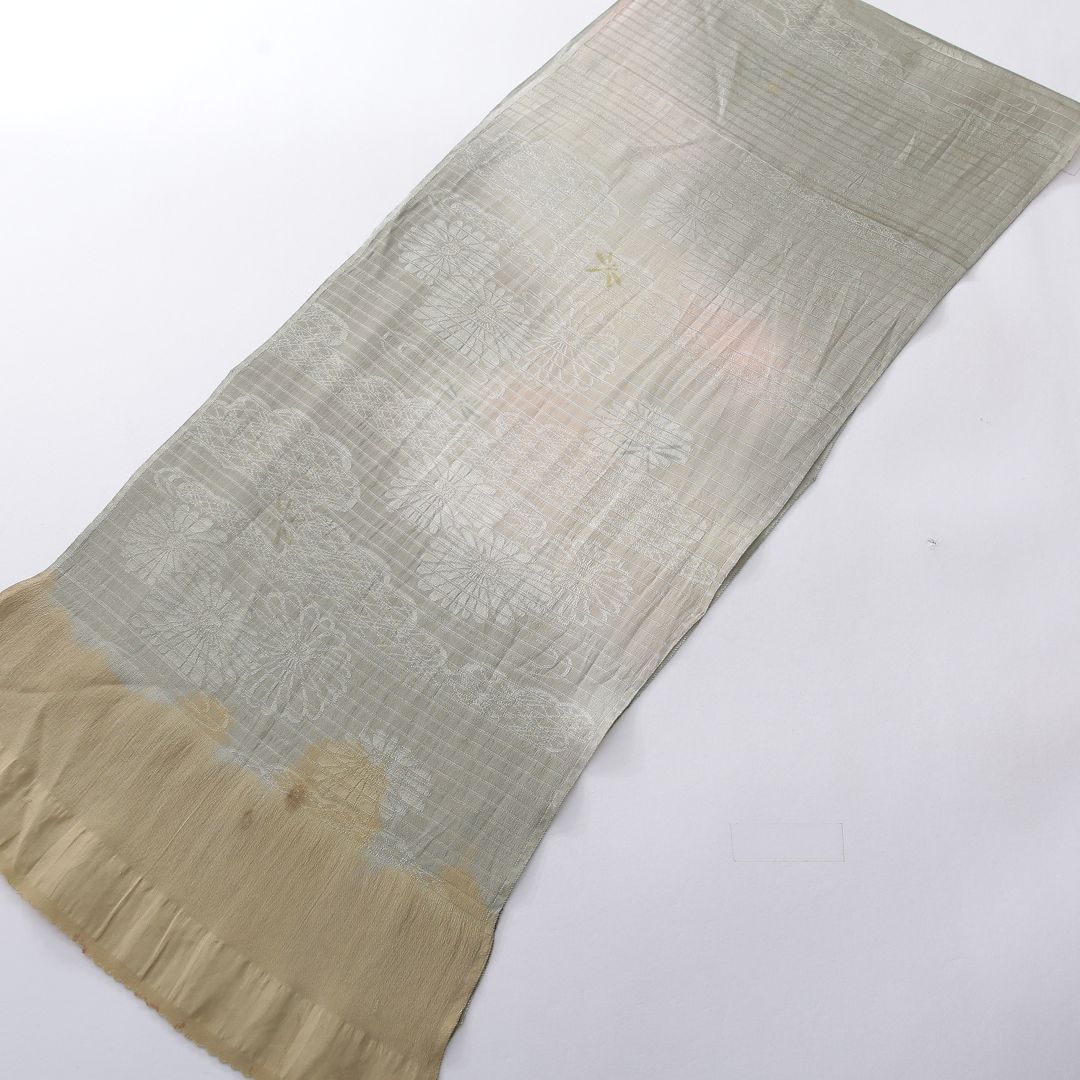 夏物 帯揚げ 正絹 絽 金彩 緑系 1252-00707