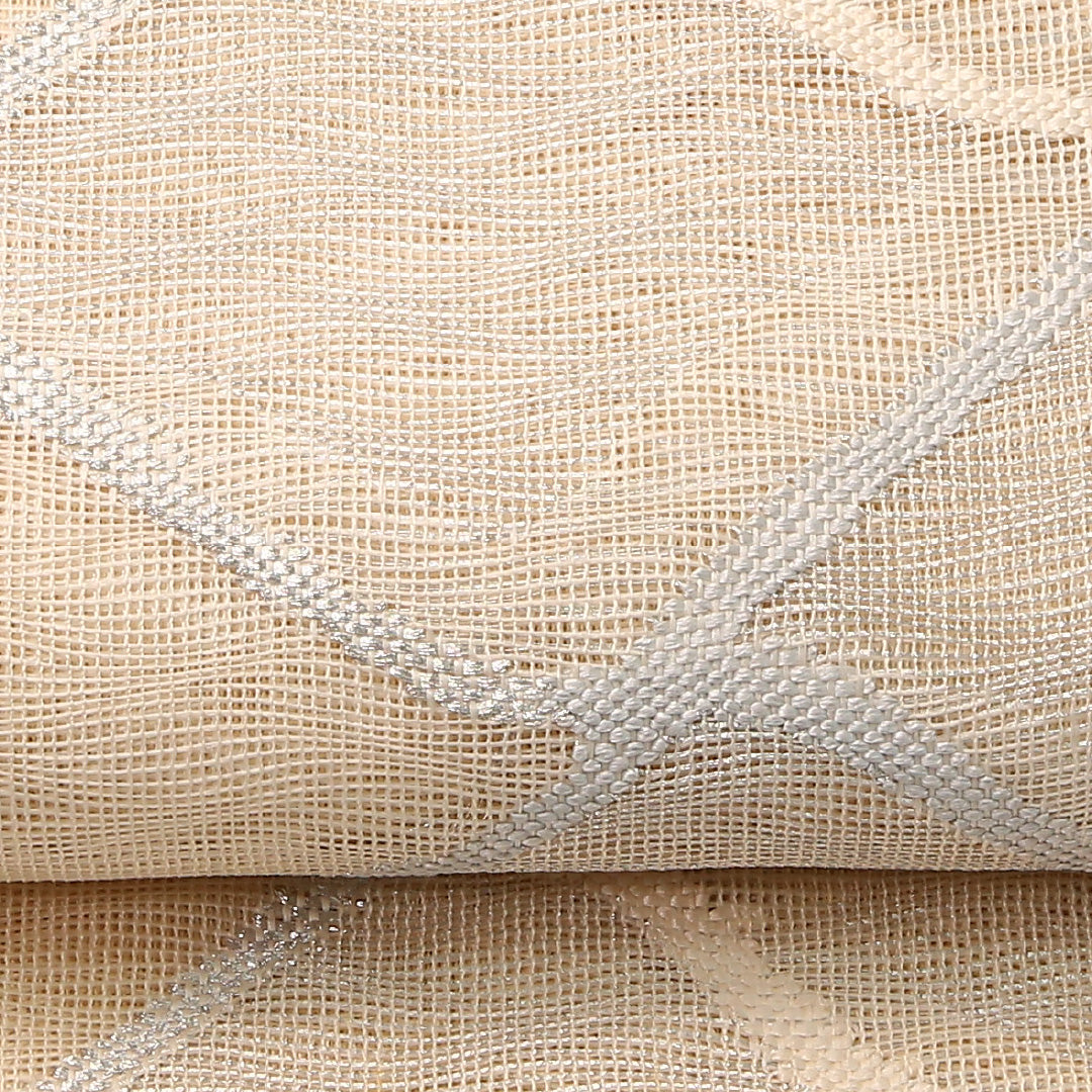 夏物 袋帯 帯丈432cm 正絹 六通 インフォーマル 幾何学柄 クリーム系 1243-02444