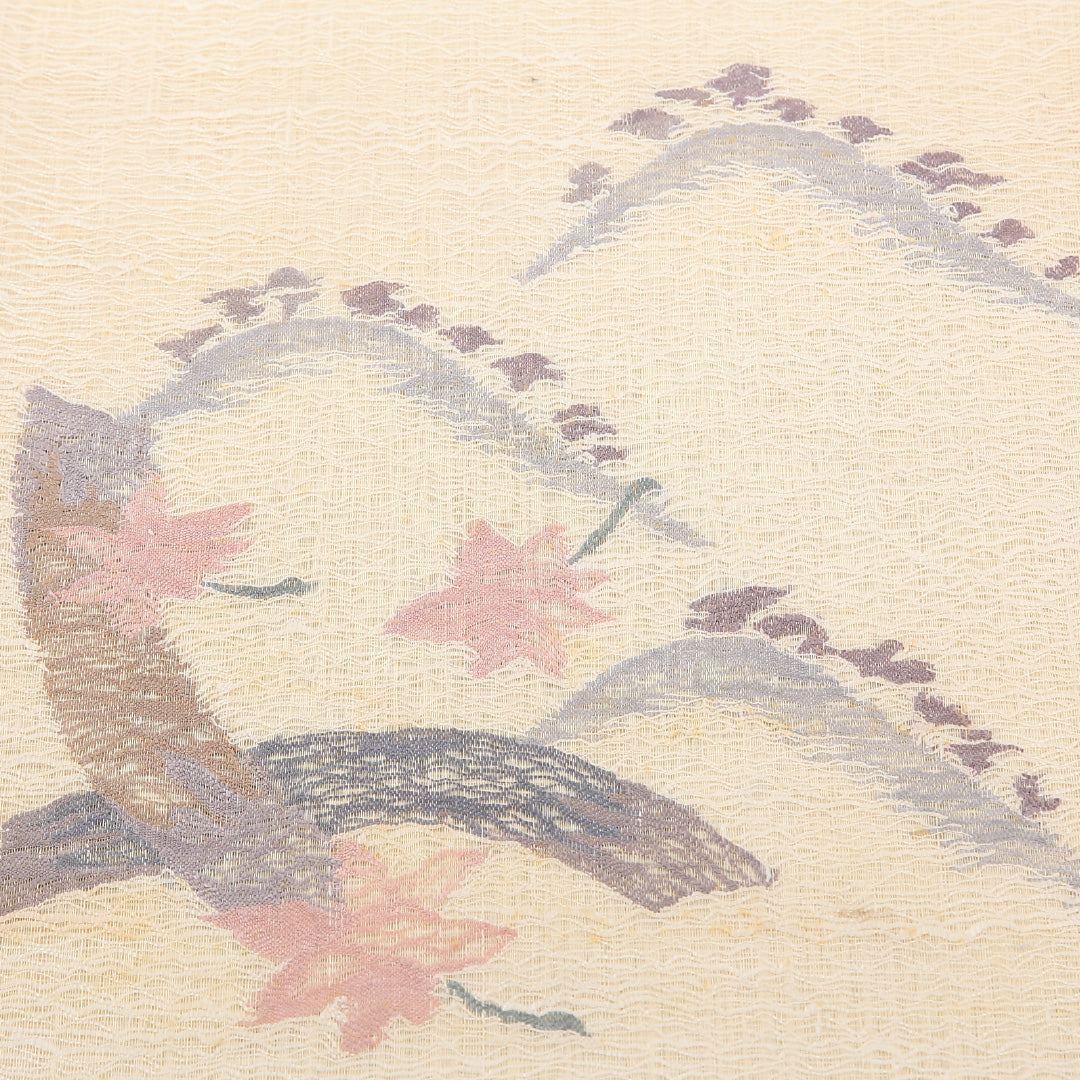 夏物 袋帯 帯丈438cm 麻 ポイント柄 カジュアル 遠山 クリーム系 1243-02472
