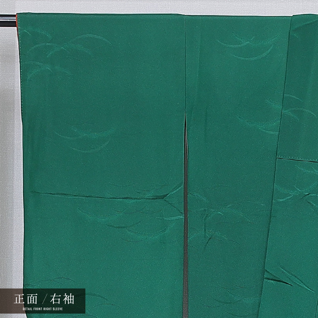 洗える着物 小振袖 袷 身丈165cm 裄丈66cm ポリエステル Sランク セミフォーマル 広衿 XLサイズ 桜 緑系 RP 1216-07071