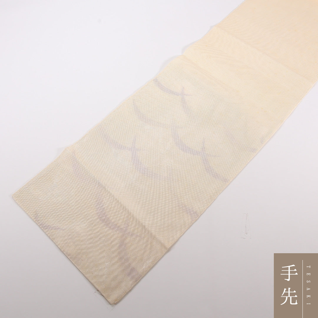 夏物 袋帯 帯丈420cm 正絹 六通 セミフォーマル 綴れ織 扇 芝草 黄系 1243-02492