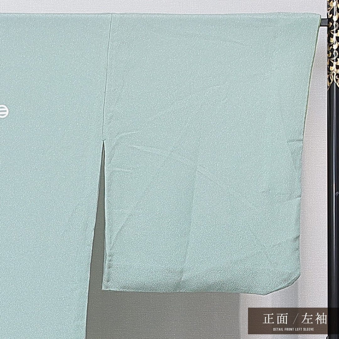 色留袖 胴抜き 身丈166cm 裄丈69cm 正絹 Cランク 五つ紋 (丸の内に二つ引き) フォーマル 広衿 XLサイズ 松鶴 山水 緑系 LP 1214-07086