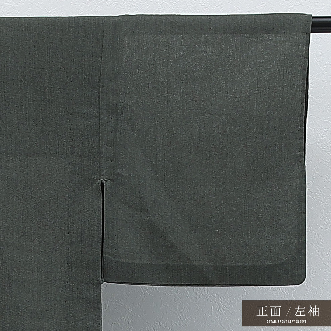 夏物 洗える着物 麻の男着物 夏紬 身丈135cm 裄丈60cm 麻 Sランク カジュアル 棒衿 Lサイズ 色無地 居敷当て 肩当て 無地 緑系 RP 1224-17273