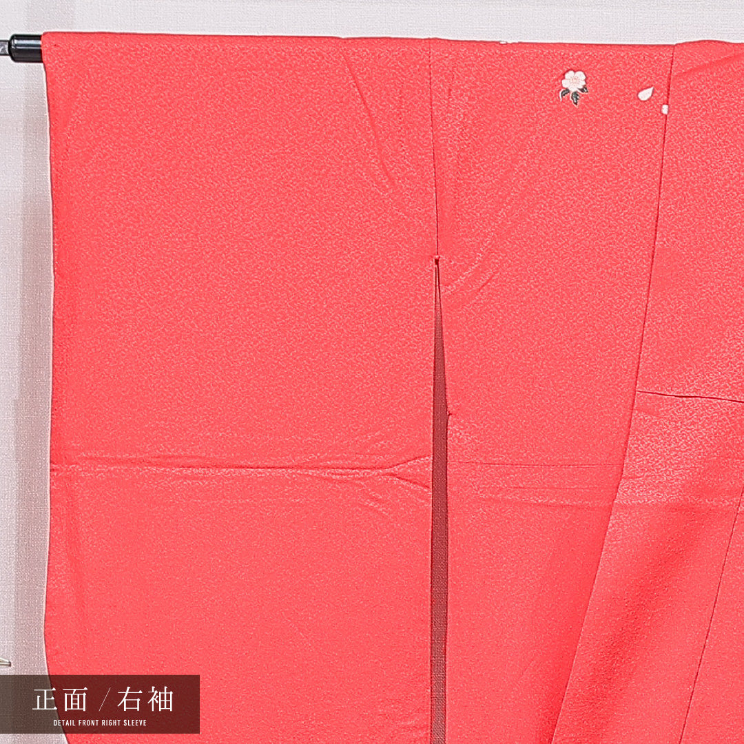 洗える着物 小振袖 袷 身丈164cm 裄丈66cm ポリエステル Sランク セミフォーマル 広衿 Lサイズ 桜 ピンク系 RP 1216-07039