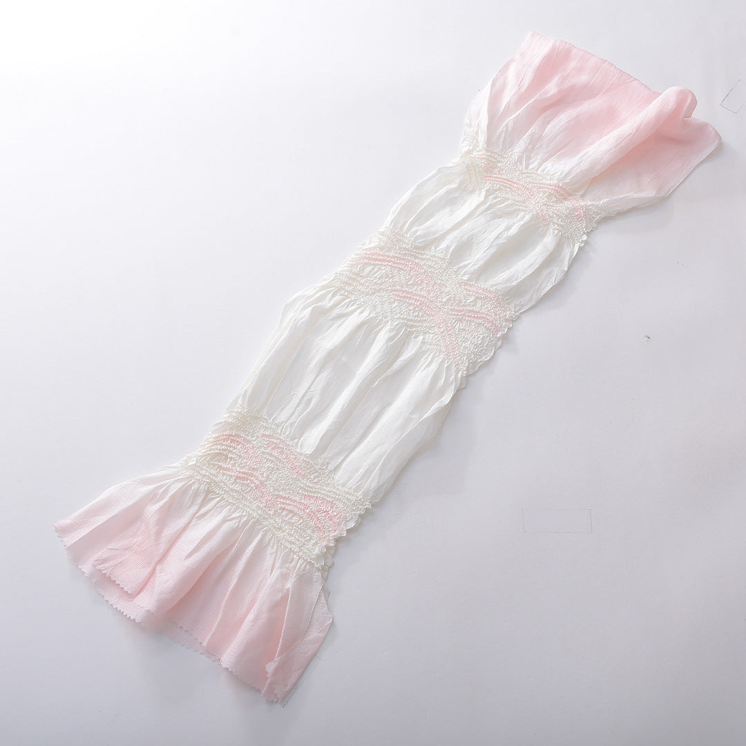 未使用品 夏物 帯締め・帯揚げセット 礼装用 正絹 レース組 夏物 白系 ピンク系 1254-01068