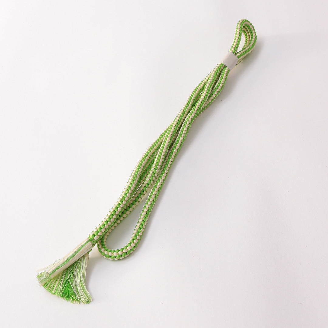 未使用品 帯締め 丸組紐 八つ組 正絹 緑系 白系 1251-01753