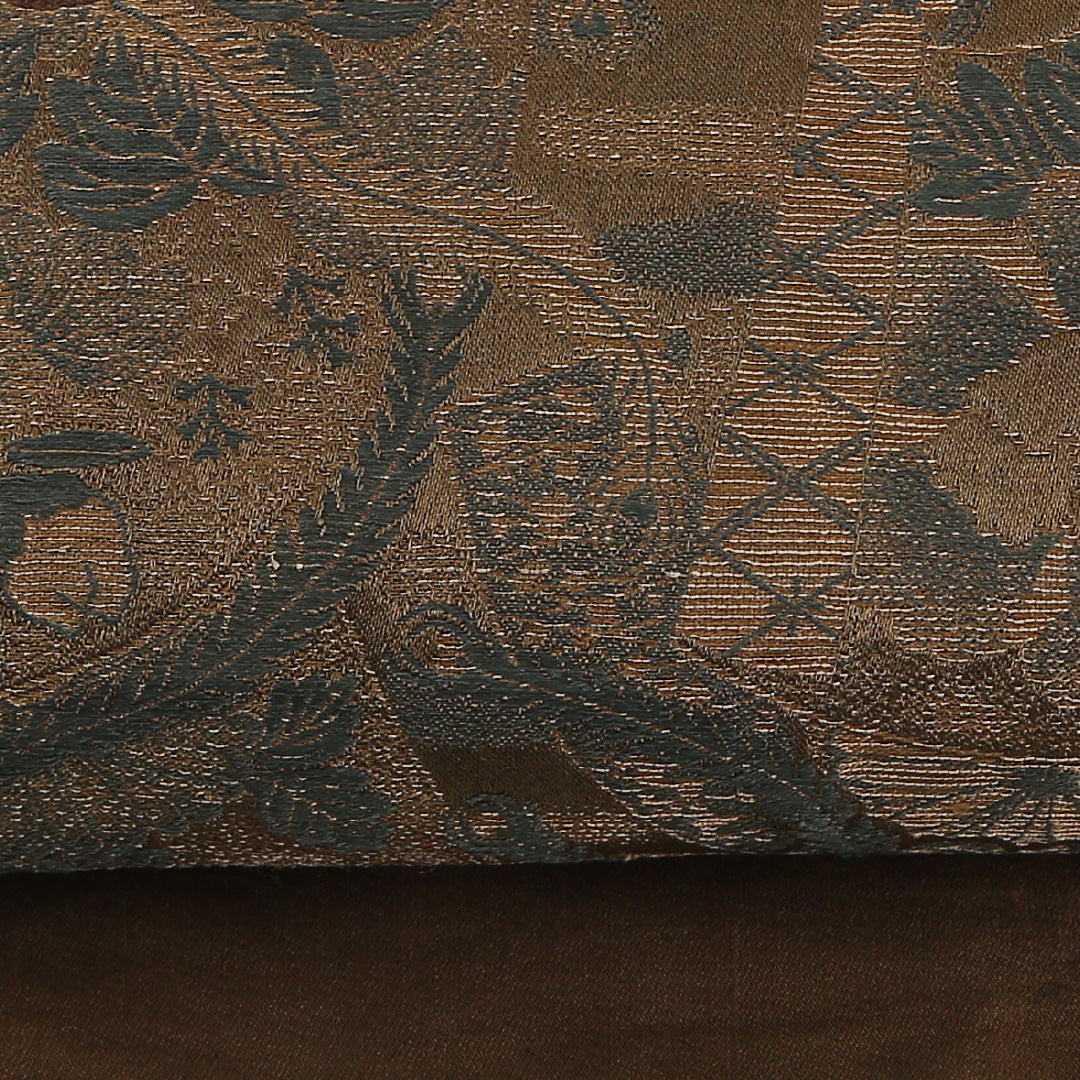 アンティーク 丸帯 帯丈392cm 正絹 全通 鶴 牡丹 茶系 1242-02563