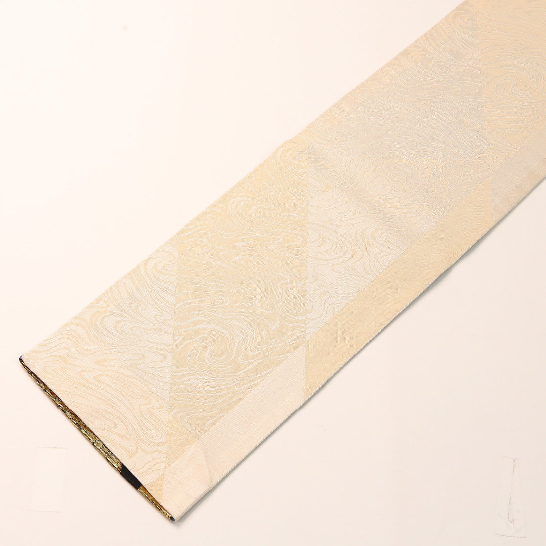 踊り用 半幅帯 帯丈348cm ポリエステル 全通 小袋帯 木目 黒系 金系 1247-00767