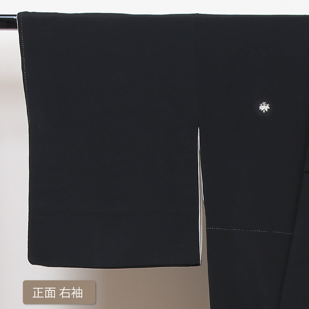黒留袖 袷 身丈160cm 裄丈64cm 正絹 Aランク 五つ紋 (根笹) フォーマル 広衿 Lサイズ 熨斗 牡丹 黒系 RP 1213-06428