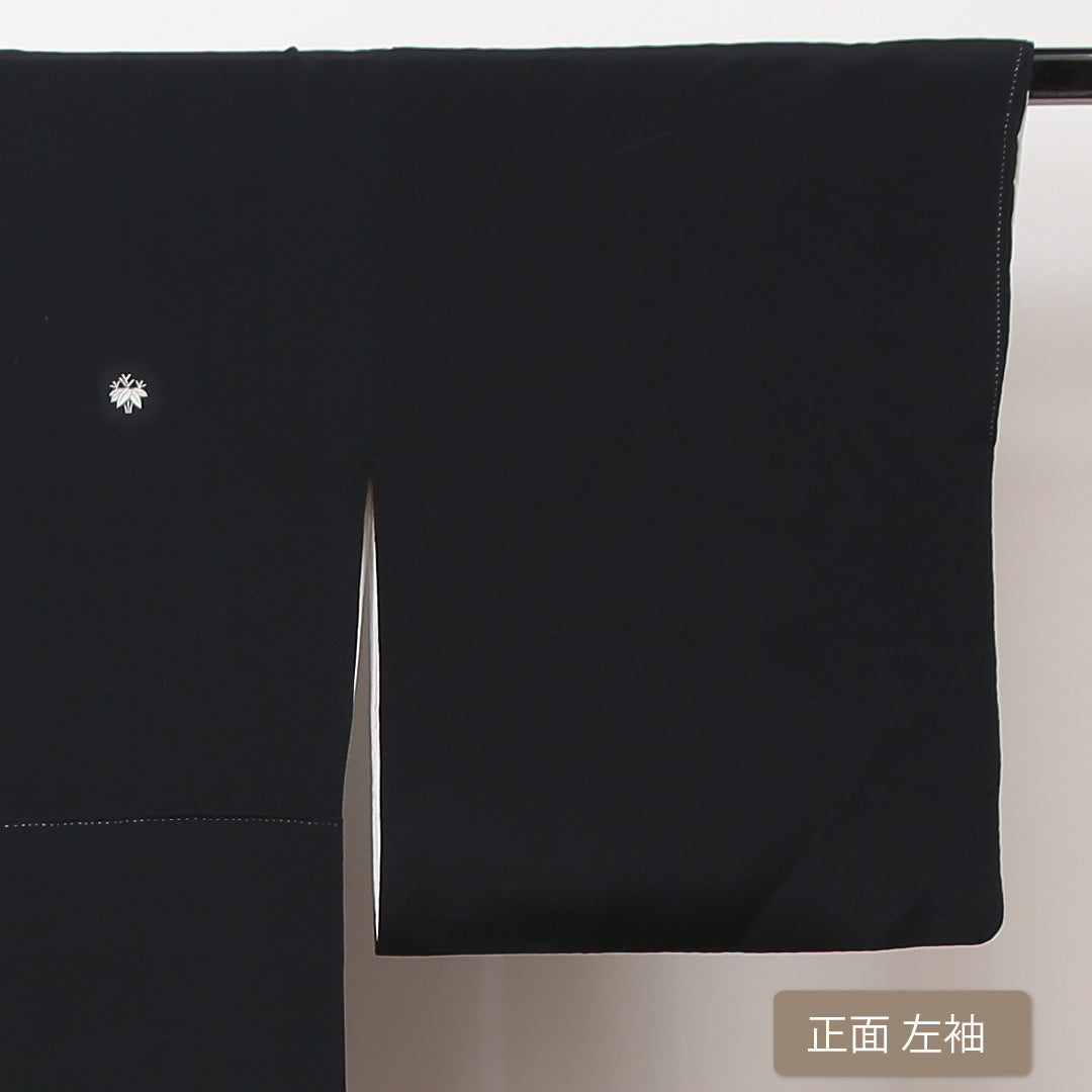 黒留袖 袷 身丈160cm 裄丈64cm 正絹 Aランク 五つ紋 (根笹) フォーマル 広衿 Lサイズ 熨斗 牡丹 黒系 RP 1213-06428
