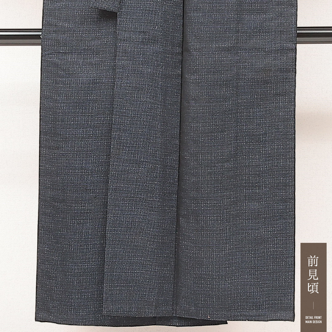 アンサンブル 洗える着物 ウールの男着物 単衣 身丈138cm 裄丈33cm ウール Aランク カジュアル 棒衿 Mサイズ 居敷当て 肩当て 亀甲絣 紺系 RP 1224-17234
