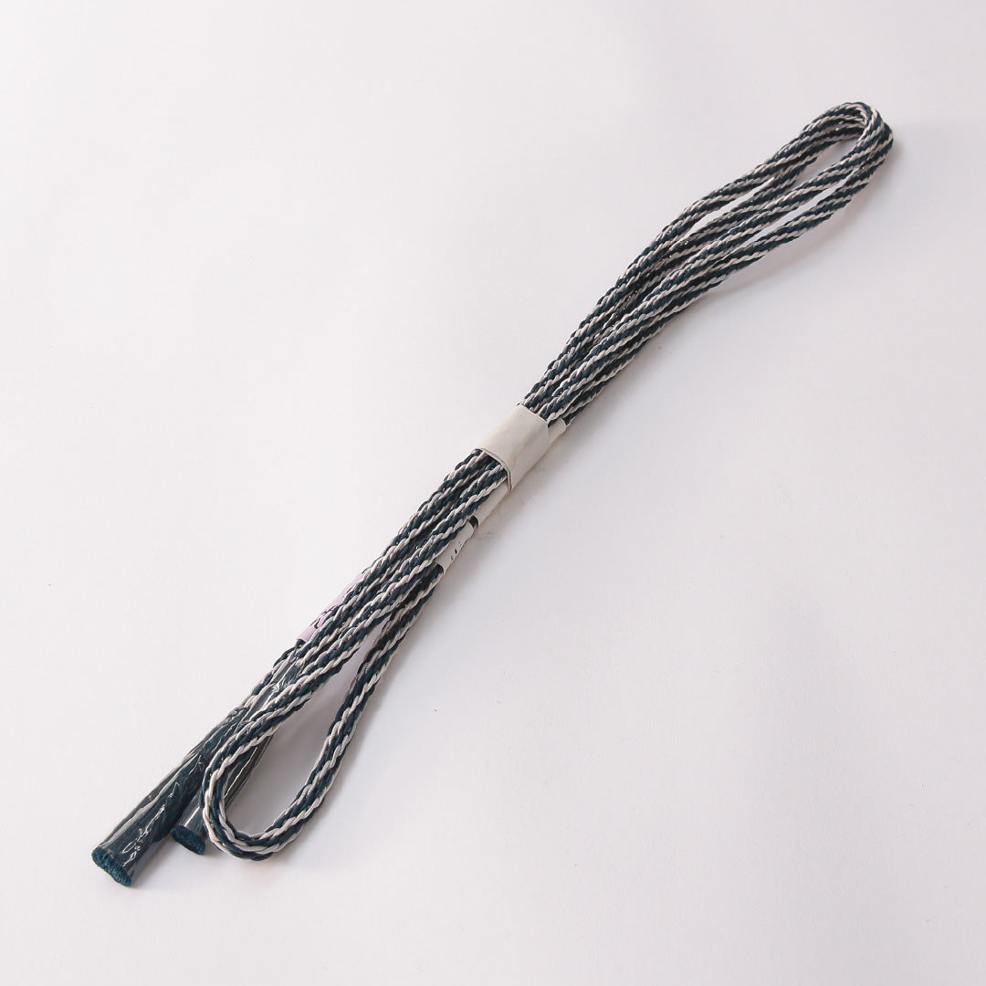 未使用品 夏物 帯締め 丸組紐 レース組 正絹 紺系 白系 1251-01678
