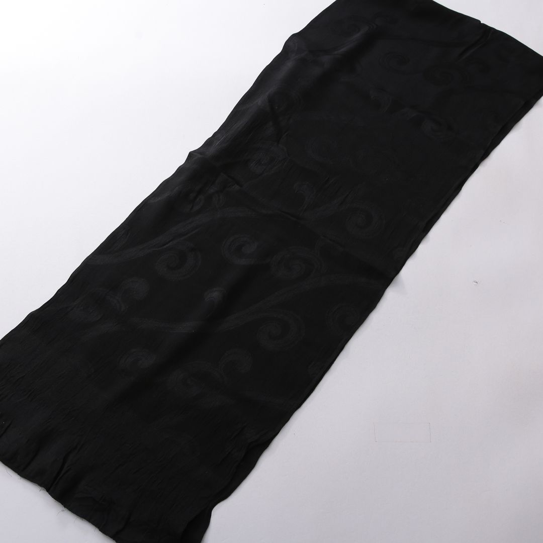 未使用品 帯揚げ 弔事用 正絹 ちりめん 黒系 1252-00716