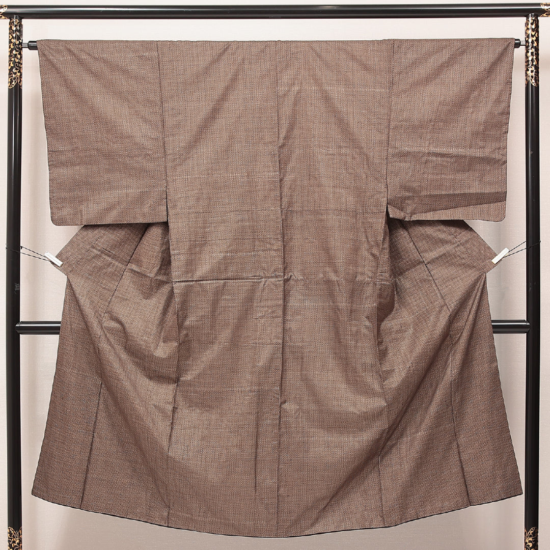 男着物 (大島紬) 袷 身丈137cm 裄丈64cm 正絹 Aランク インフォーマル 棒衿 Sサイズ 西郷 茶系 RP 1224-17187