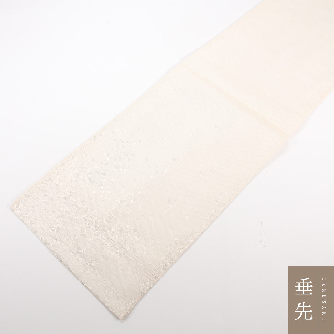 夏物 袋帯 帯丈416cm 正絹 ポイント柄 カジュアル もじり織 創作柄 クリーム系 1243-02523