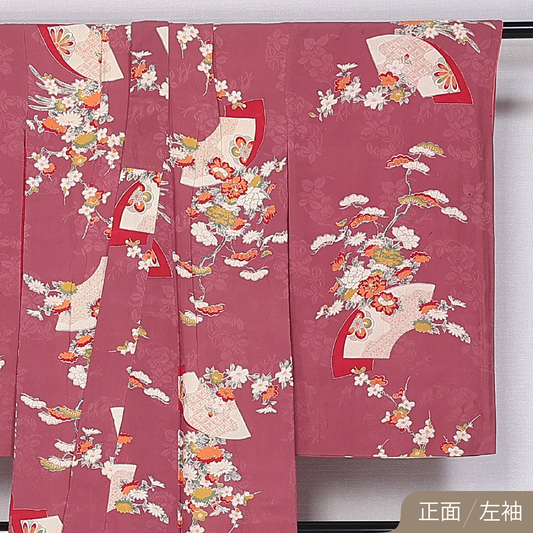 アンティーク 小振袖 袷 身丈146cm 裄丈58cm 正絹 Aランク 広衿 XSサイズ 金駒刺繍 四季草花 紫系 RP 1216-06668
