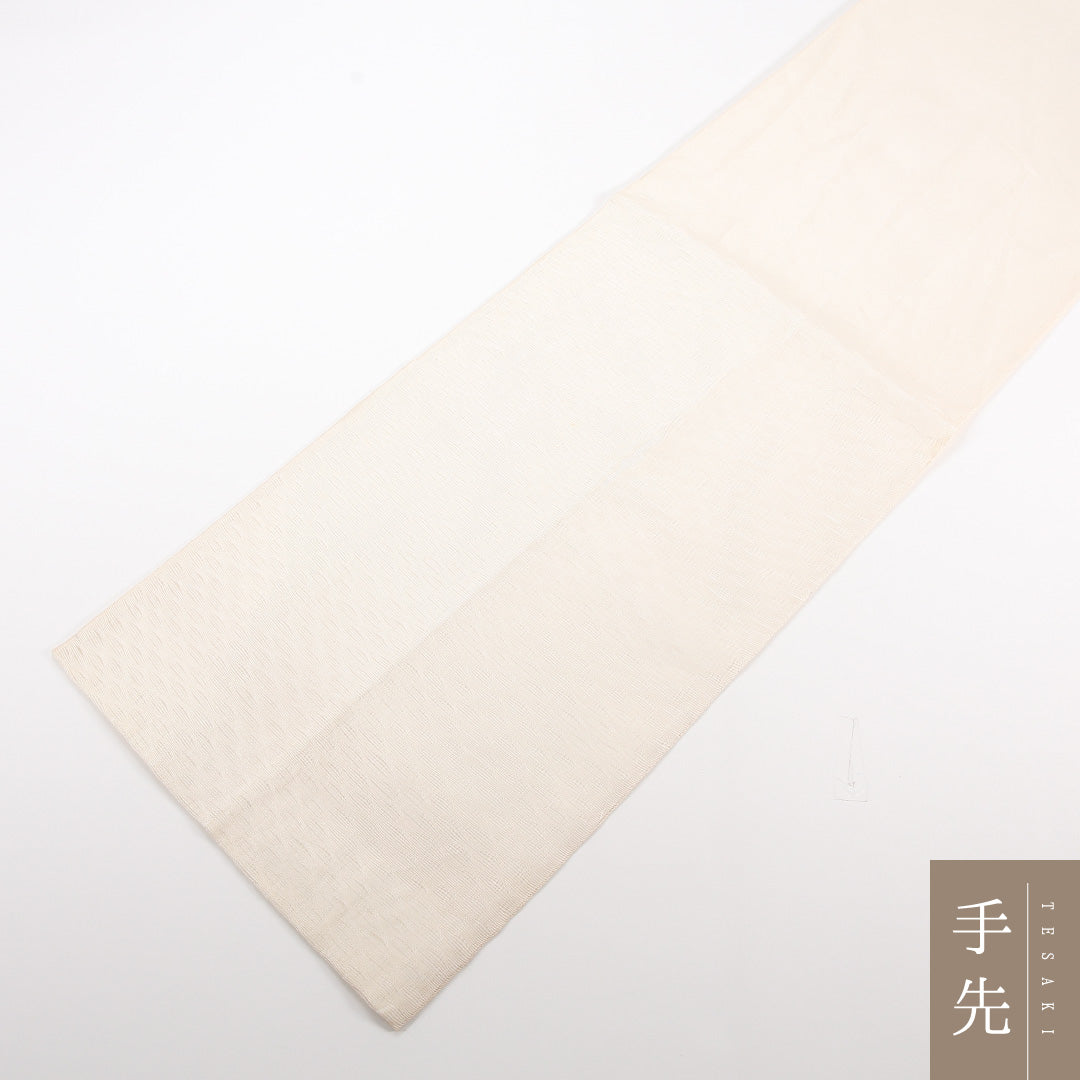 夏物 袋帯 帯丈416cm 正絹 ポイント柄 カジュアル もじり織 創作柄 クリーム系 1243-02523