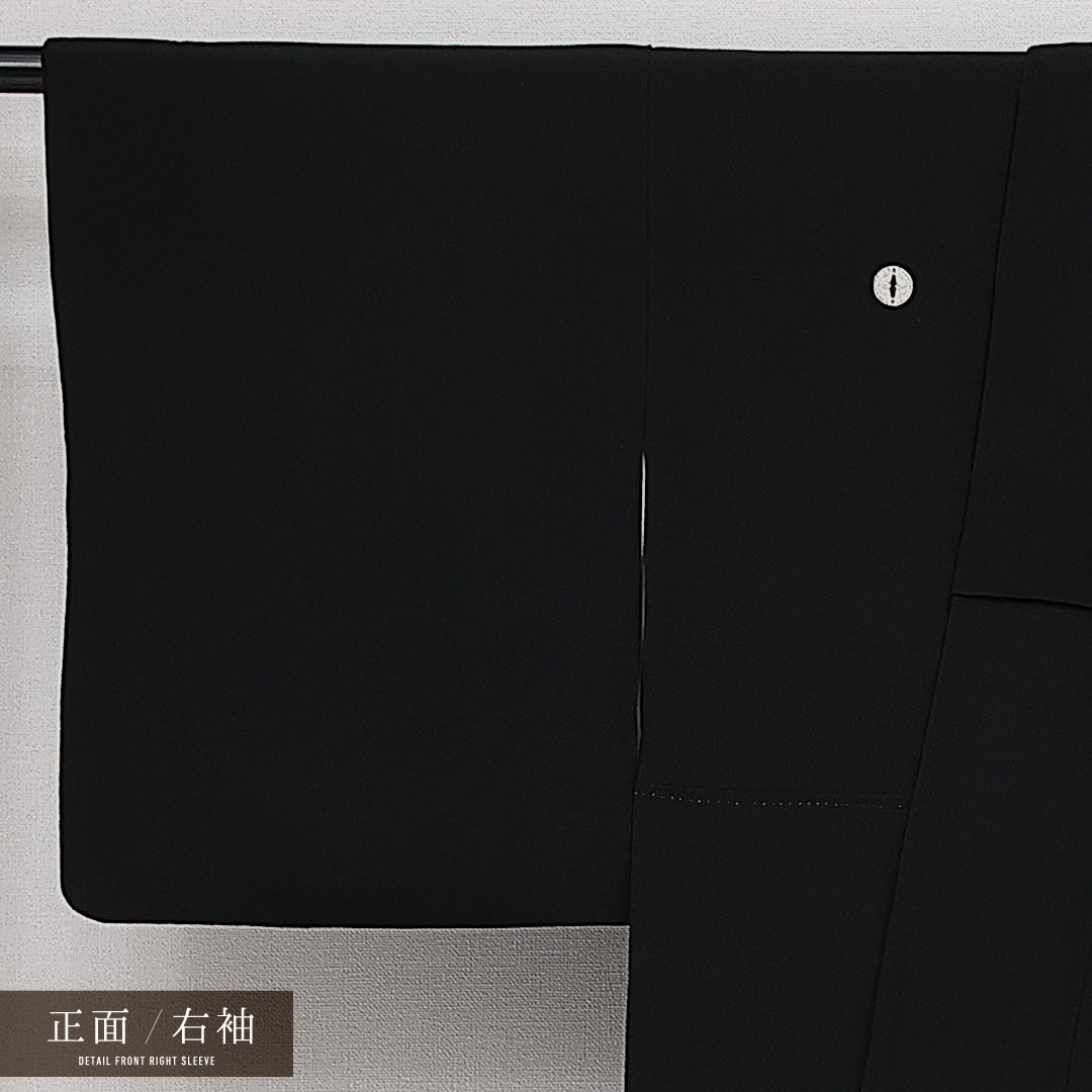 黒留袖 袷 身丈154cm 裄丈60cm 正絹 Sランク 五つ紋 (向い蝶) フォーマル 広衿 Sサイズ たたき染め 京友禅の巨匠 松井青々 刺繍 蘇州刺繍 石庭 黒系 M4 1213-06883
