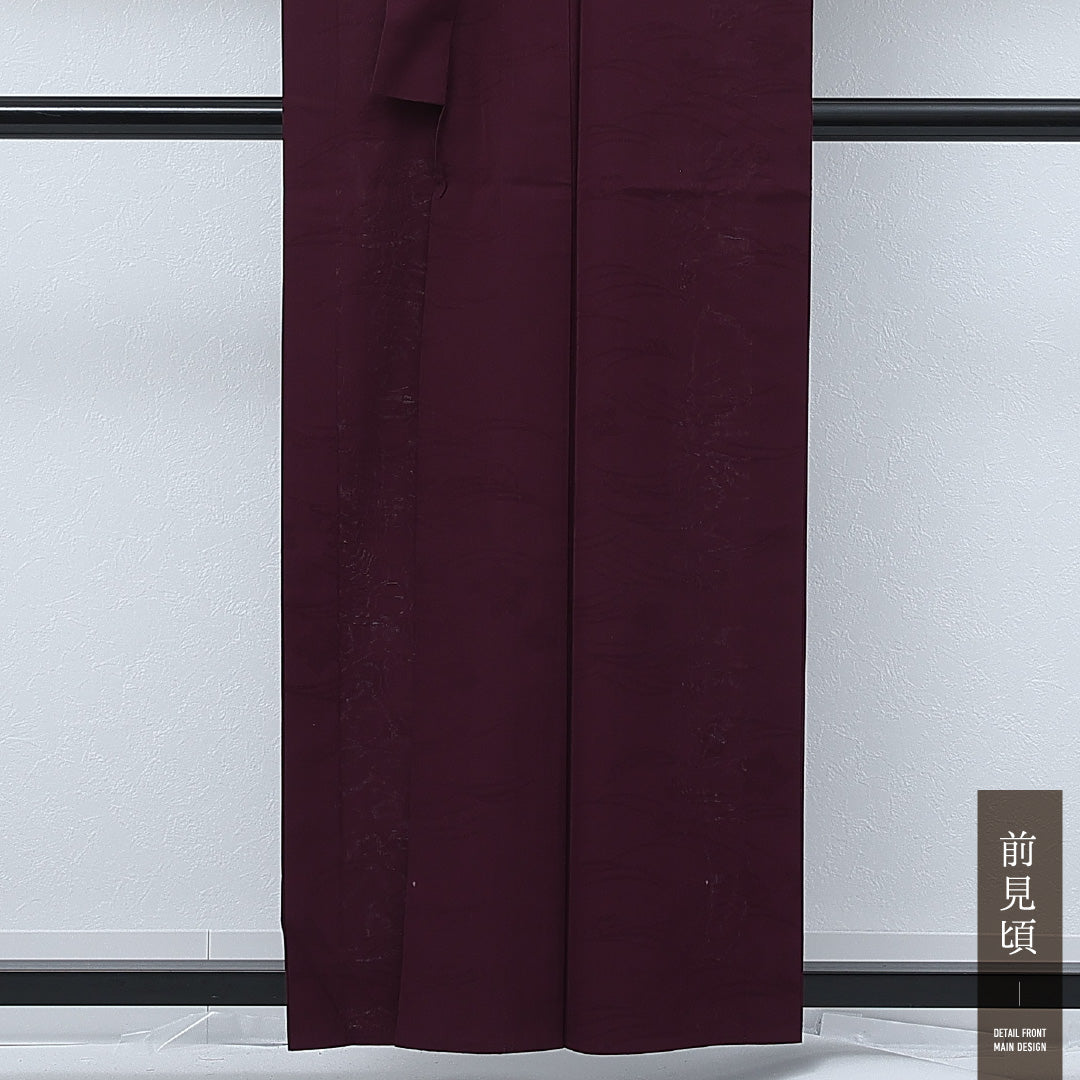 夏物 色無地 身丈156cm 裄丈62cm 正絹 Sランク インフォーマル バチ衿 Lサイズ 光琳波 楓 紫系 RP 1219-17268