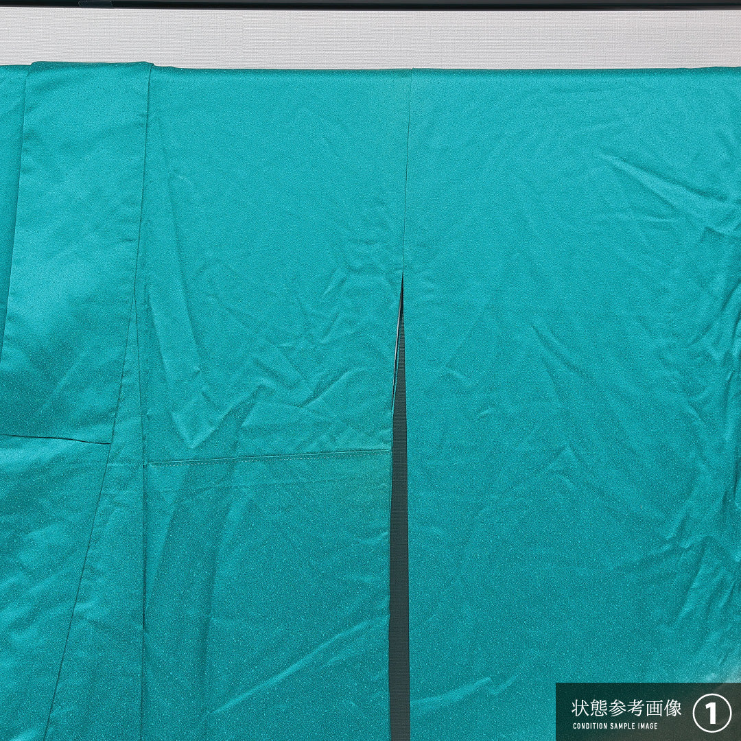 振袖 袷 身丈167cm 裄丈66cm 正絹 Aランク フォーマル 広衿 XLサイズ 御所車 梅 青系 RP 1215-06987