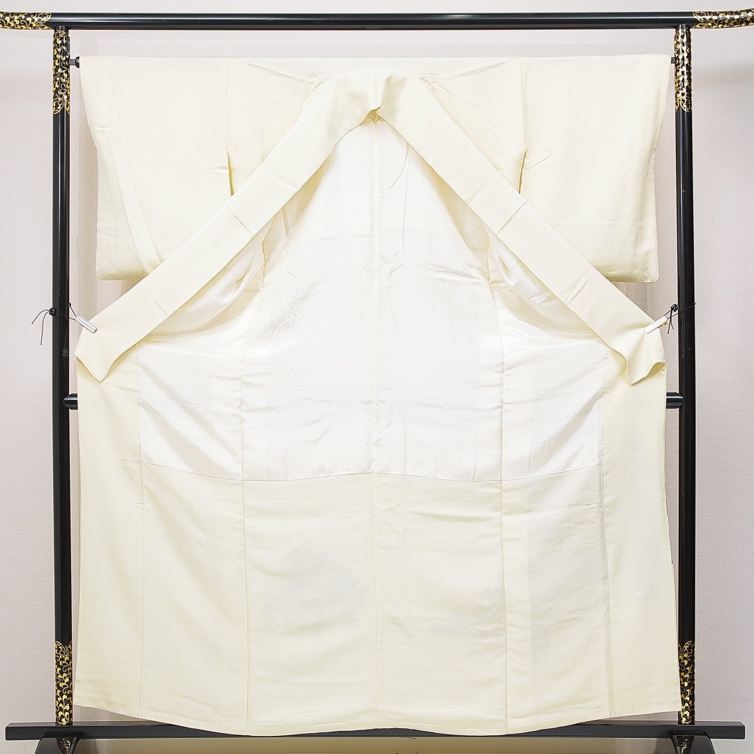 色留袖 袷 身丈159cm 裄丈65cm 正絹 Cランク セミフォーマル 広衿 Mサイズ 牡丹 黄系 LP 1214-06910