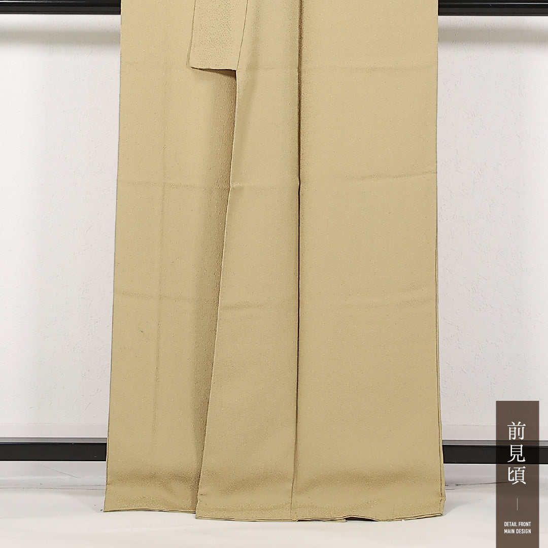 洗える着物 色無地 袷 身丈163cm 裄丈63cm ポリエステル Sランク インフォーマル 広衿 Mサイズ クリーム系 RP 1219-17424