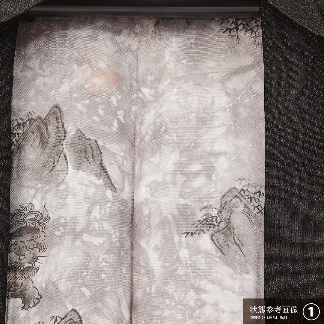 羽織 男性用 袷 身丈87cm 裄丈64cm 正絹 Bランク カジュアル XSサイズ 無地 グレー系 RP 1235-17227