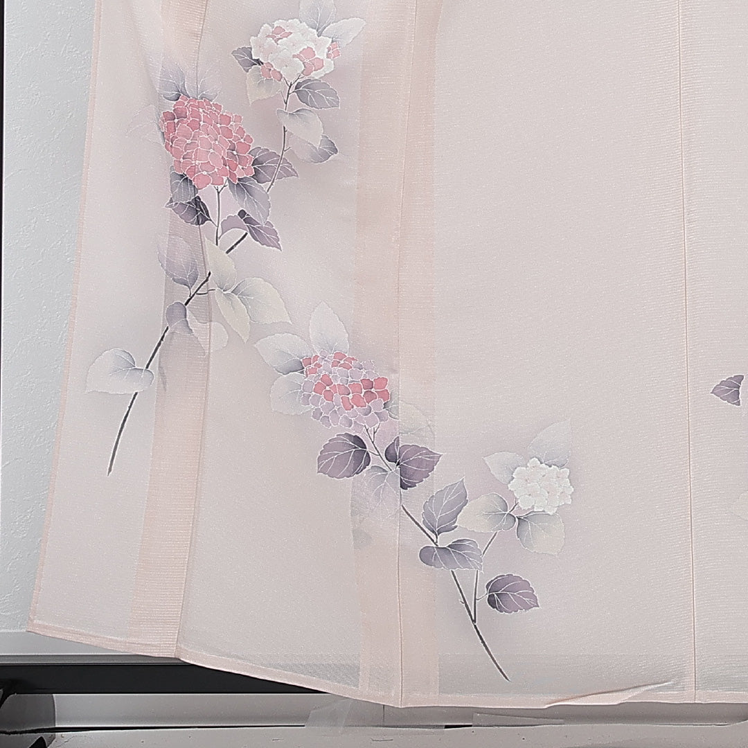 夏物 付下げ 絽 身丈157cm 裄丈62cm 正絹 Aランク インフォーマル バチ衿 XSサイズ 紫陽花 ピンク系 RP 1218-17265