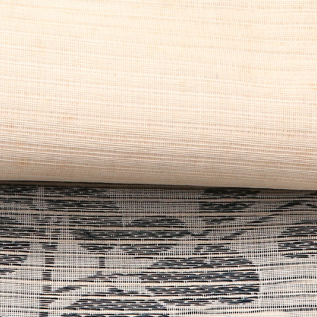 アンティーク 夏物 半幅帯 帯丈310cm 正絹 六通 小袋帯 遠山 菊 萩 金銀糸 クリーム系 1247-00670