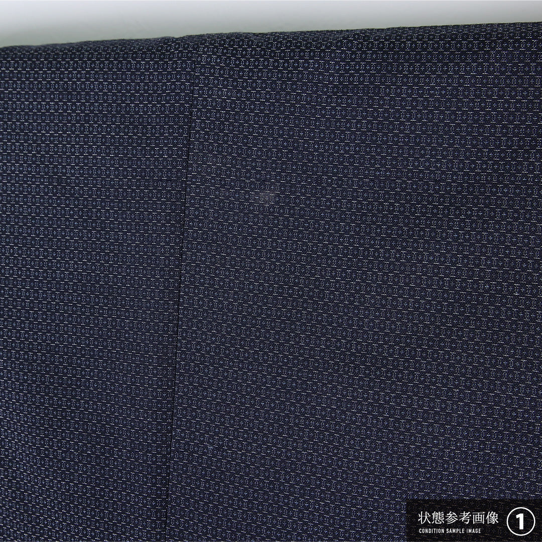 アンサンブル 男着物 (紬) 袷 身丈132cm 裄丈67cm 正絹 Bランク インフォーマル 棒衿 Lサイズ 抽象柄 紺系 RP 1224-17362