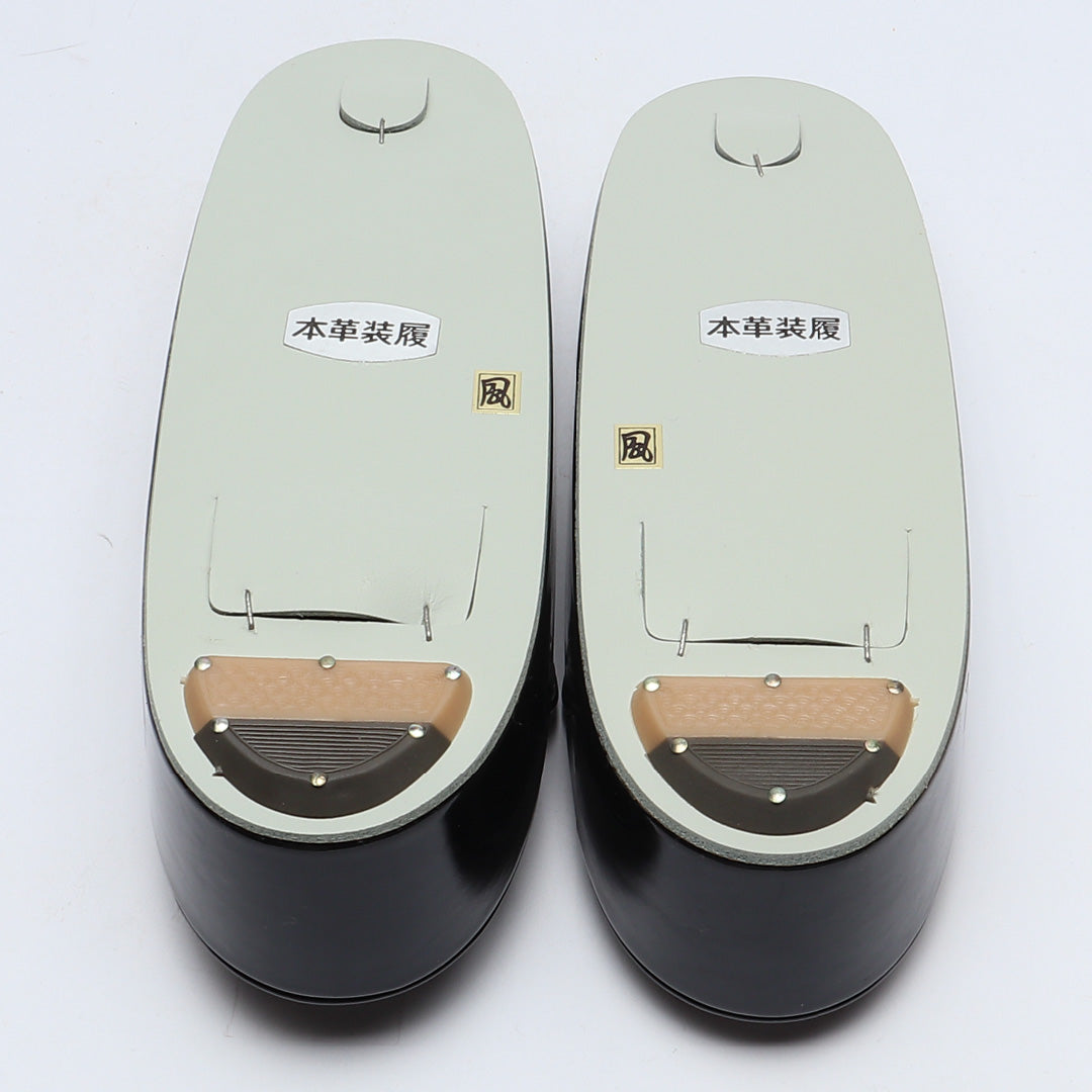 未使用品 草履 カジュアル Sランク XLサイズ 24.5cm 高さ3.5cm 本革 螺鈿 国産 滑り止め 黒系 1251-00896