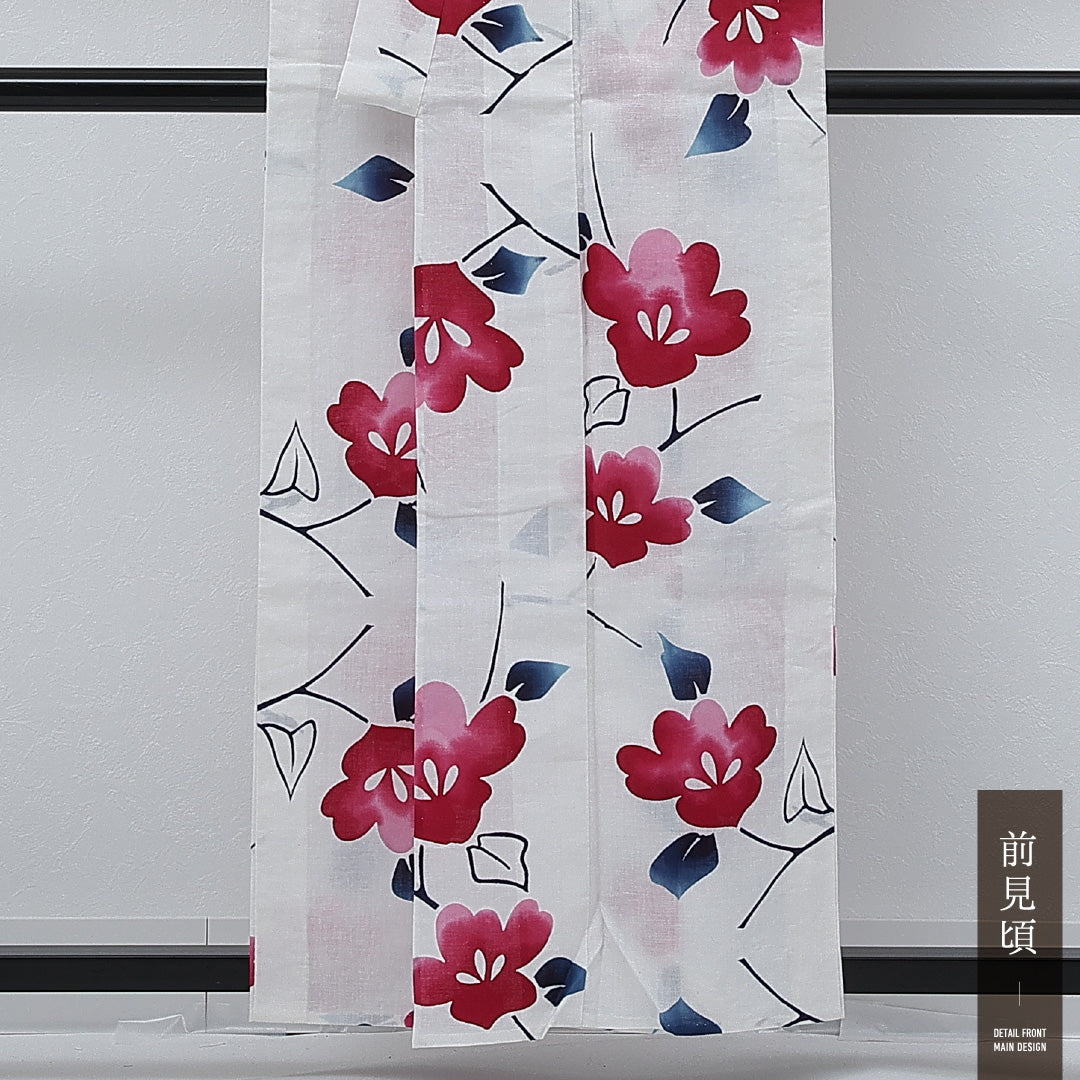 夏物 洗える着物 木綿の浴衣 身丈155cm 裄丈64cm 木綿 Cランク カジュアル バチ衿 Mサイズ 居敷当て 肩当て 朝顔 白系 RP 1225-17255