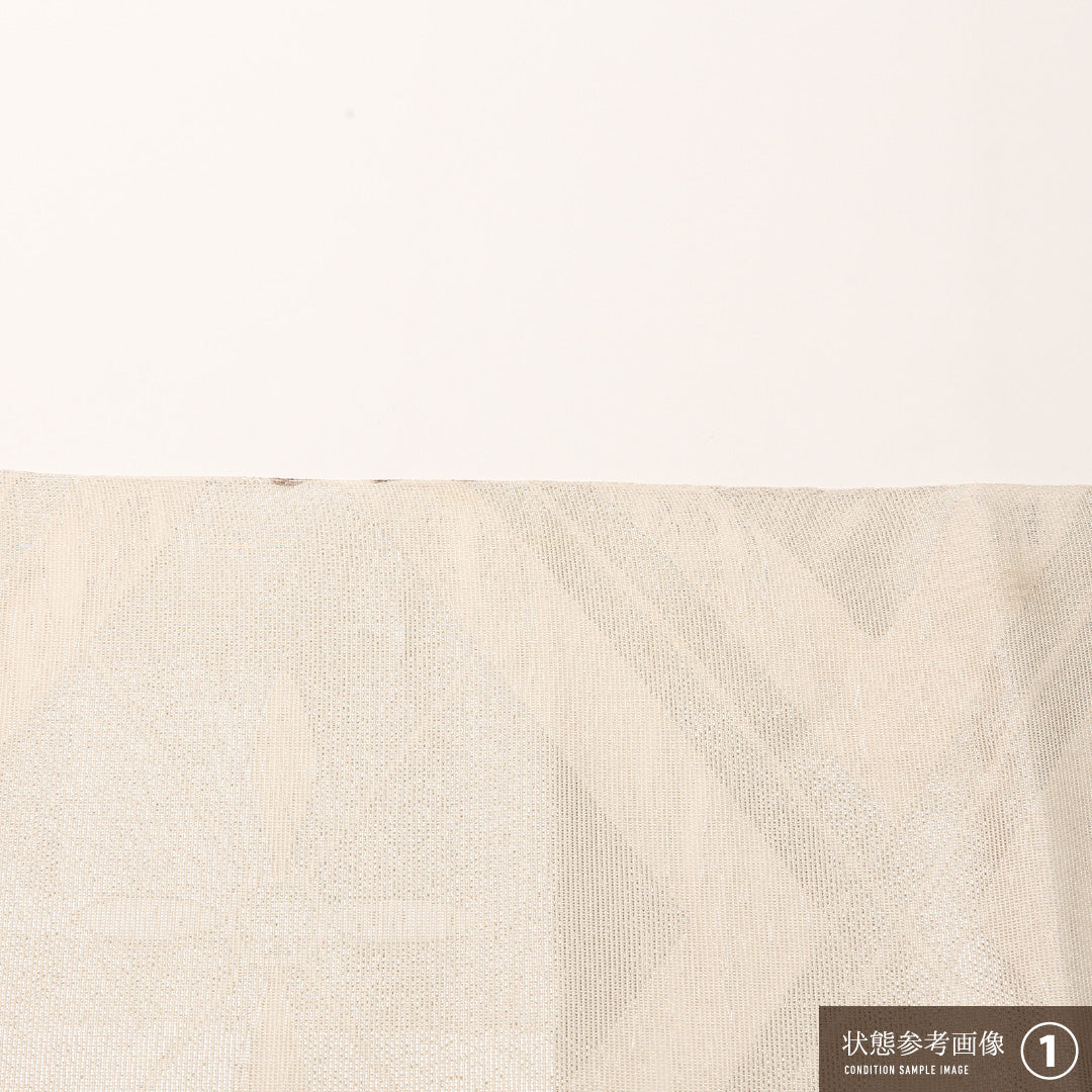 夏物 袋帯 帯丈430cm 正絹 全通 インフォーマル 菊菱 クリーム系 1243-02437