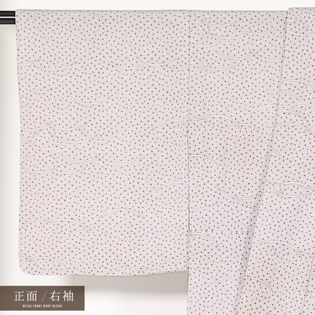 洗える着物 小紋 単衣 身丈157cm 裄丈64cm ポリエステル Sランク インフォーマル 広衿 Lサイズ 居敷当て 露芝草 ピンク系 RP 1221-17431