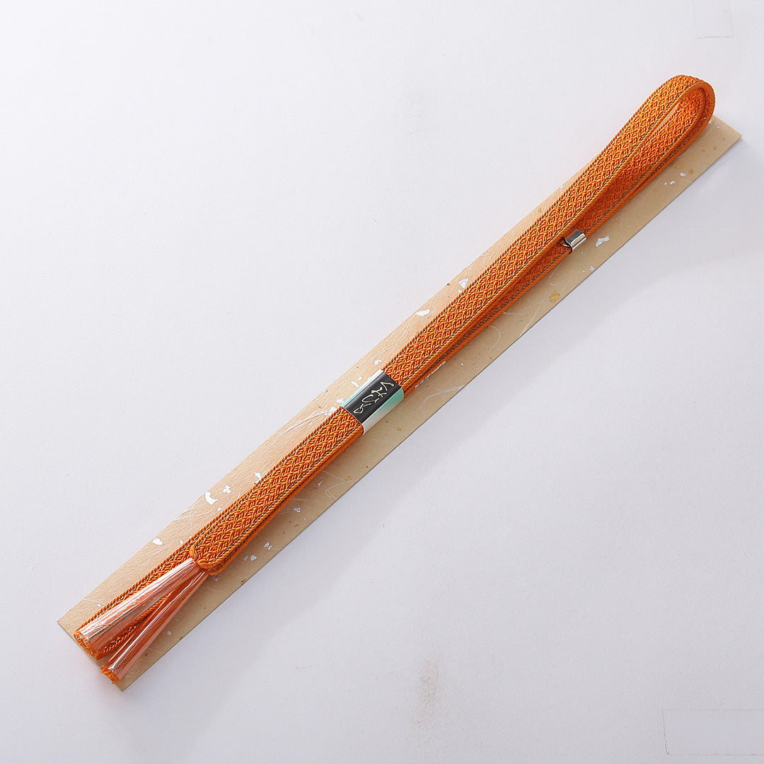 未使用品 帯締め・帯揚げセット 礼装用 正絹 平組紐 ふくれ織 朱系 クリーム系 1254-01058