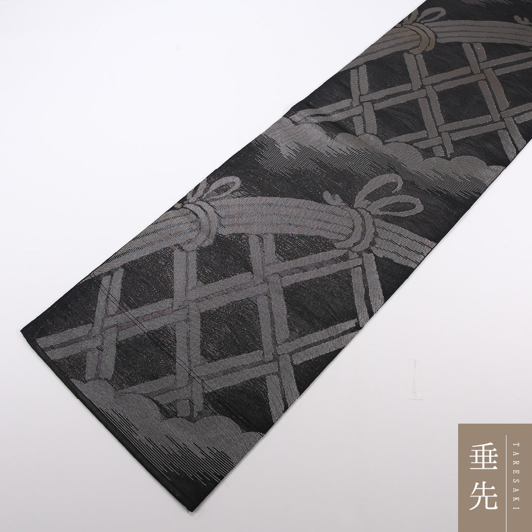 夏物 袋帯 帯丈428cm 正絹 六通 セミフォーマル 光悦垣 黒系 1243-02508