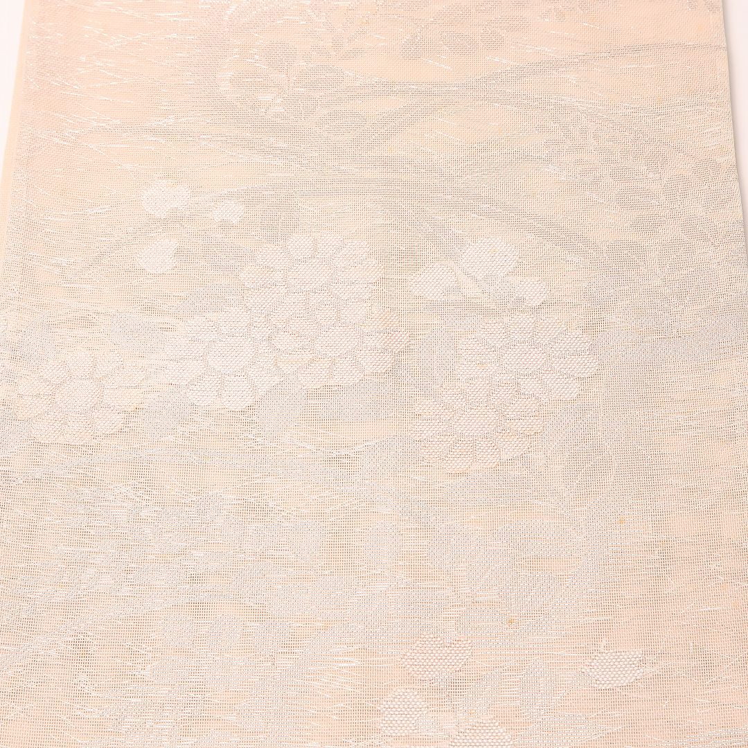 夏物 袋帯 帯丈424cm 正絹 六通 セミフォーマル 桔梗 萩 クリーム系 1243-02462