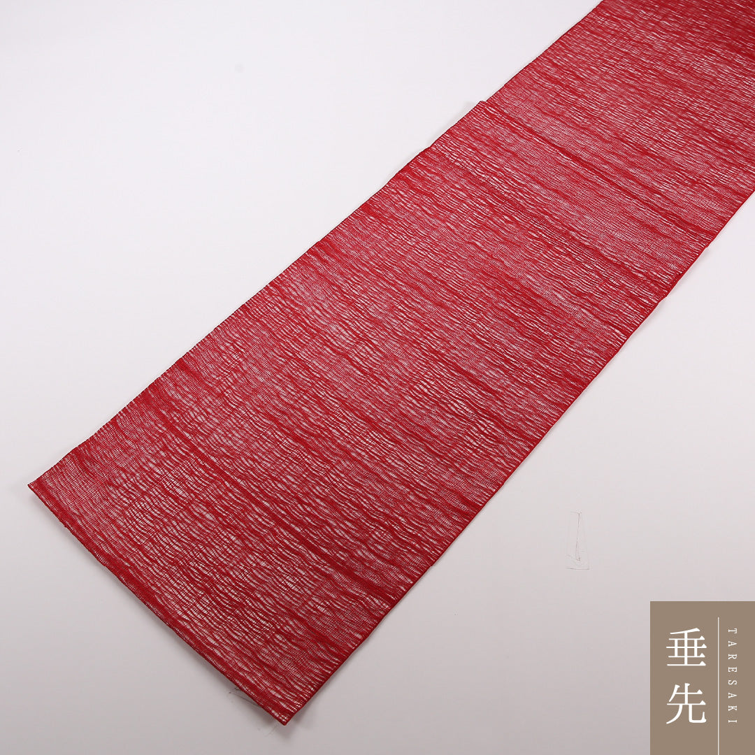 夏物 袋帯 帯丈444cm 正絹 ポイント柄 カジュアル もじり織 すずらん 赤系 1243-02496