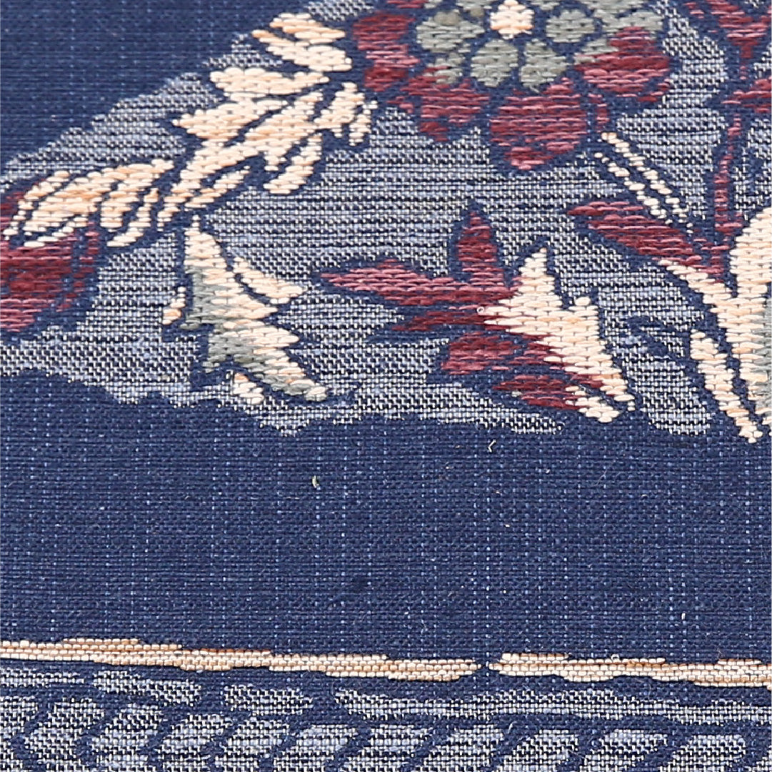 菊 八寸名古屋帯 Sランク 帯丈347cm 正絹 六通 松葉仕立て 織り カジュアル 紬 紺系 M4 1245-04759