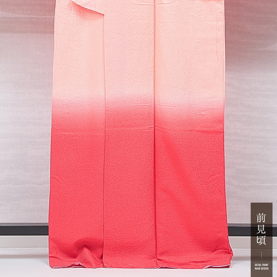 洗える着物 小振袖 袷 身丈168cm 裄丈66cm ポリエステル Sランク セミフォーマル 広衿 XLサイズ 桜 ピンク系 RP 1216-07041