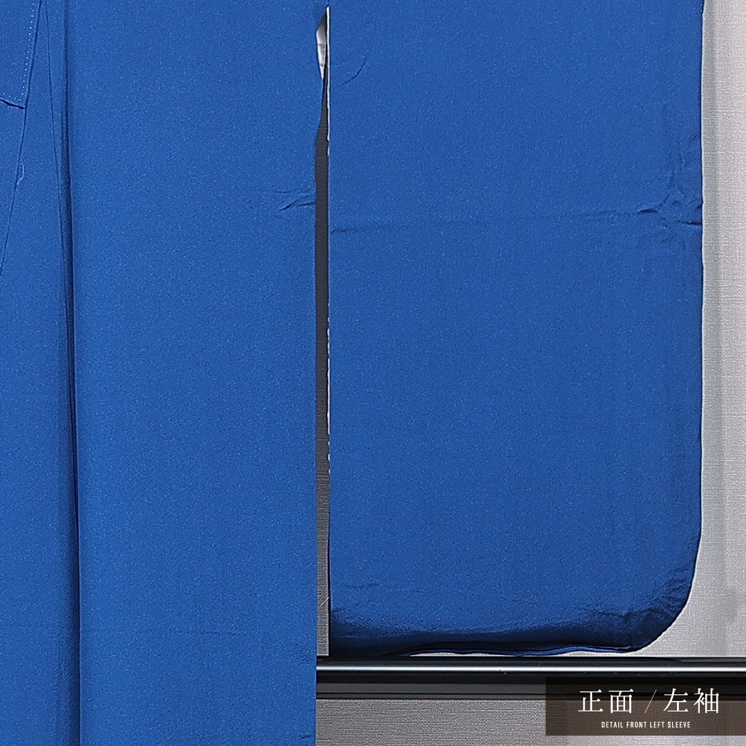 小振袖 袷 身丈157cm 裄丈65cm 正絹 Cランク セミフォーマル 広衿 Mサイズ 刺繍 菊 笹 青系 HP 1216-07040