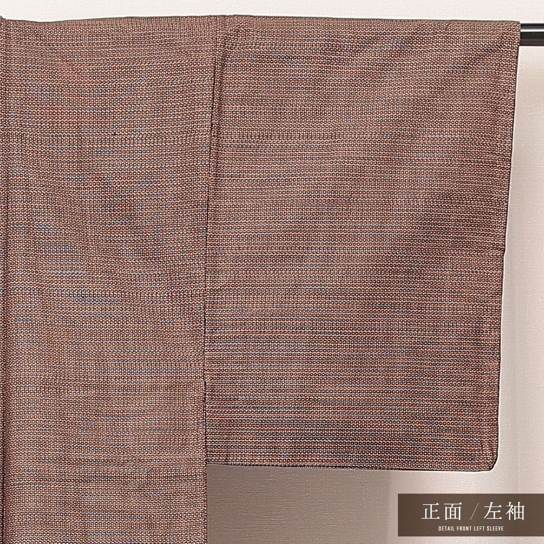 男着物 (大島紬) 袷 身丈147cm 裄丈66cm 正絹 Bランク インフォーマル 棒衿 Lサイズ 有馬 茶系 RP 1224-17188
