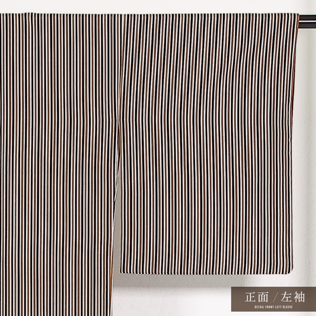 洗える着物 小紋 袷 身丈156cm 裄丈64cm ポリエステル Sランク インフォーマル 広衿 XLサイズ 縞 茶系 RP 1221-17538