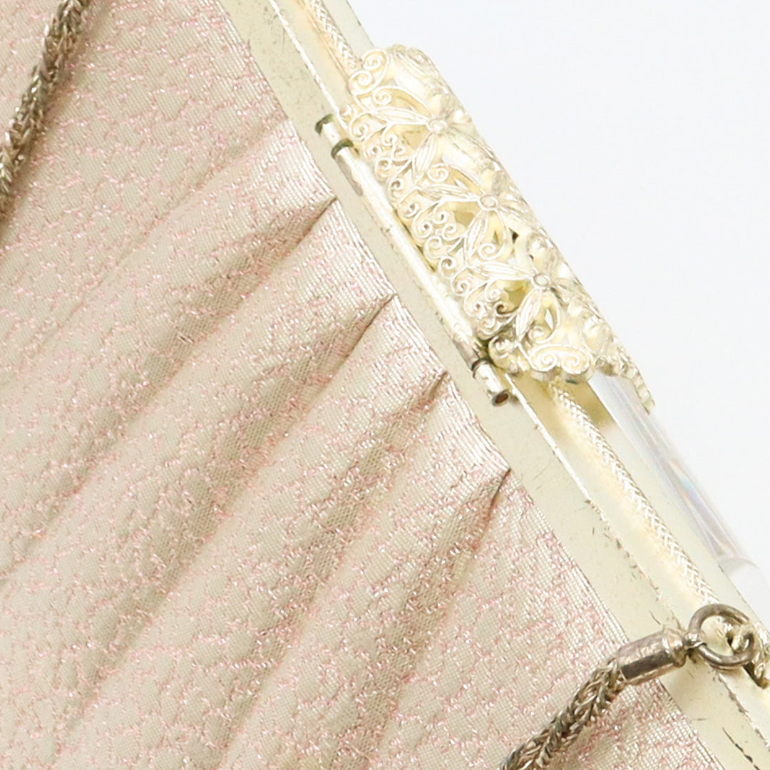 草履・バッグセット 礼装用 Lサイズ 24cm 高さ5cm 錦織 正絹 共箱 ピンク系 銀系 1251-00467
