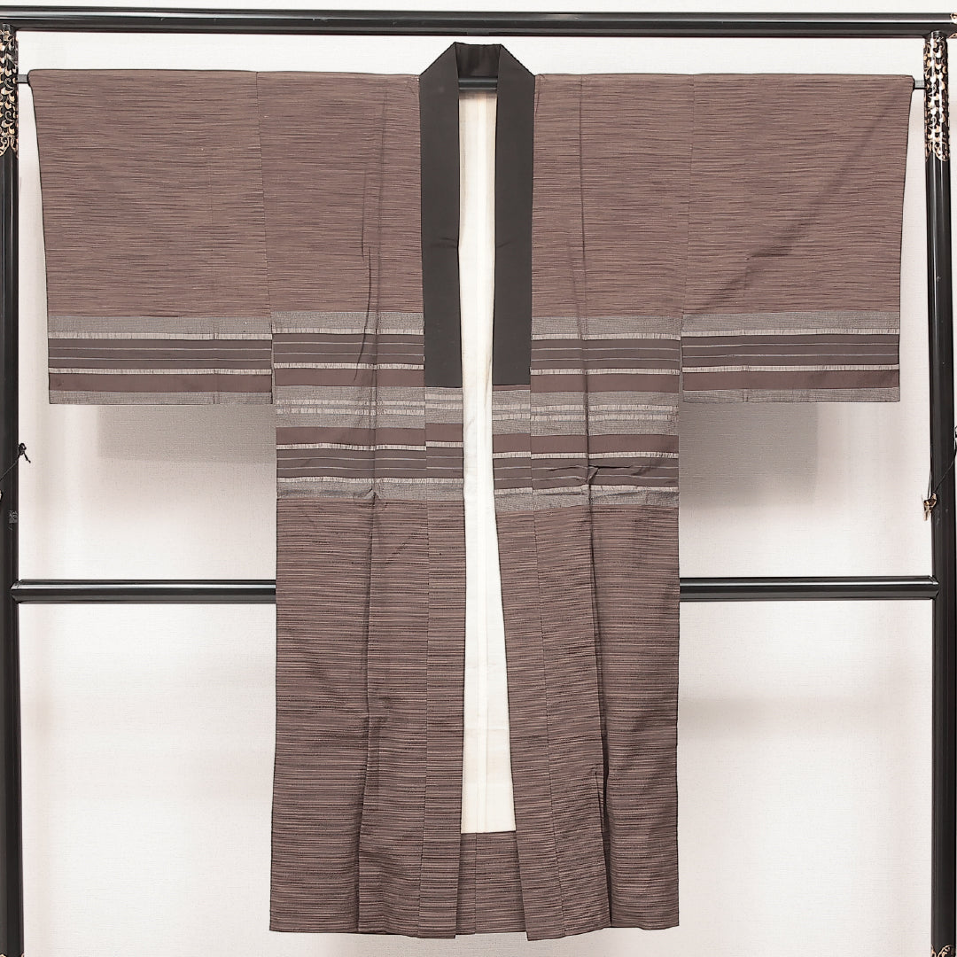 長襦袢 男性用 袷 身丈128cm 裄丈62cm 正絹 Aランク カジュアル XLサイズ 茶系 RP 1241-17230