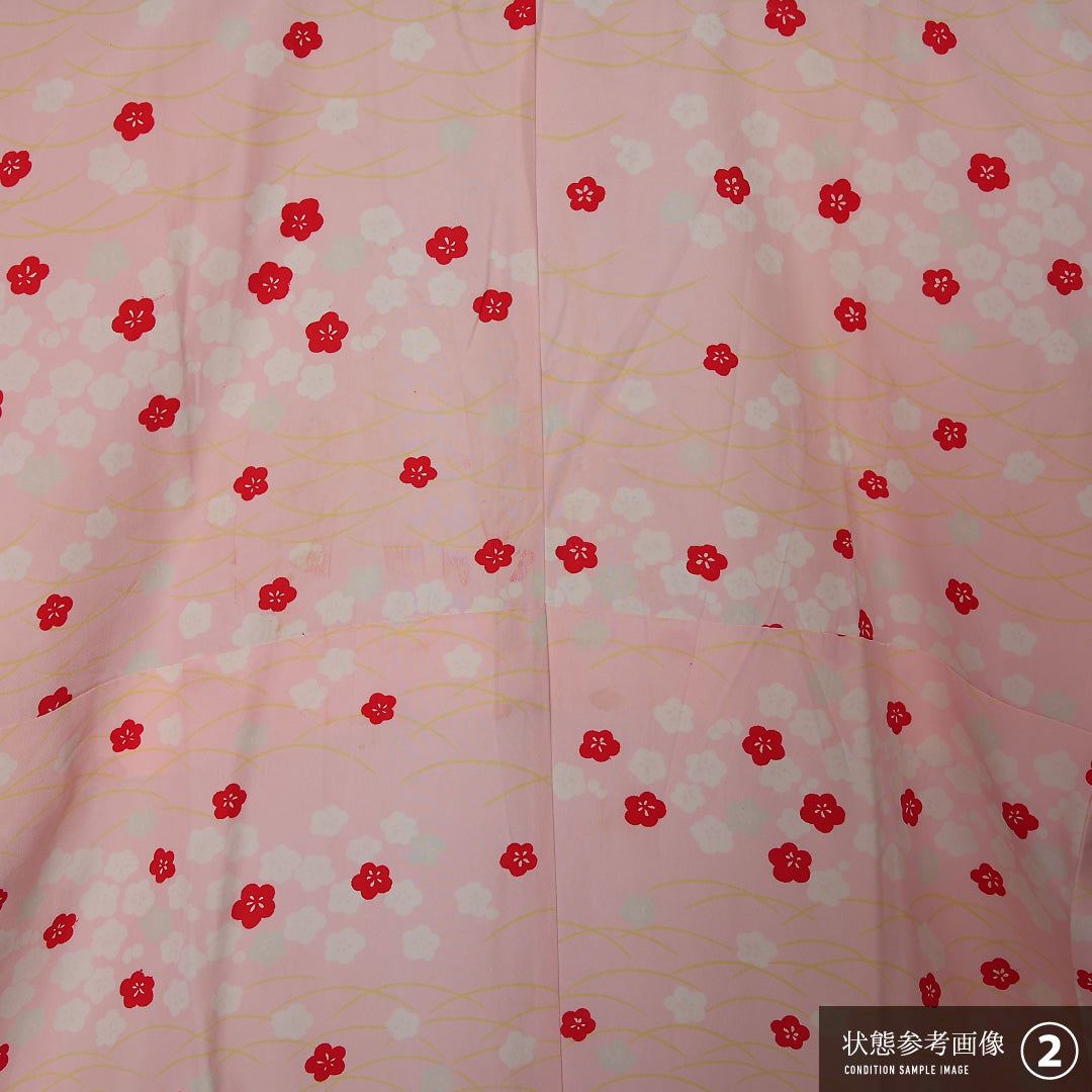 長襦袢 袷 身丈127cm 裄丈63cm 正絹 Aランク Mサイズ 梅 ピンク系 RP 1239-12667