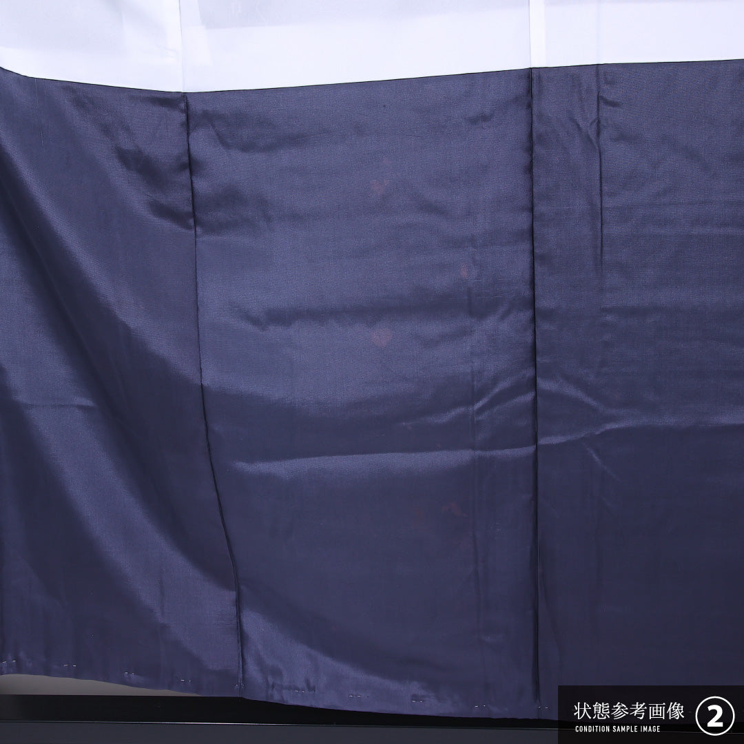 小紋 袷 身丈156cm 裄丈63cm 正絹 Aランク インフォーマル バチ衿 Mサイズ 十字絣 紺系 RP 1221-11797